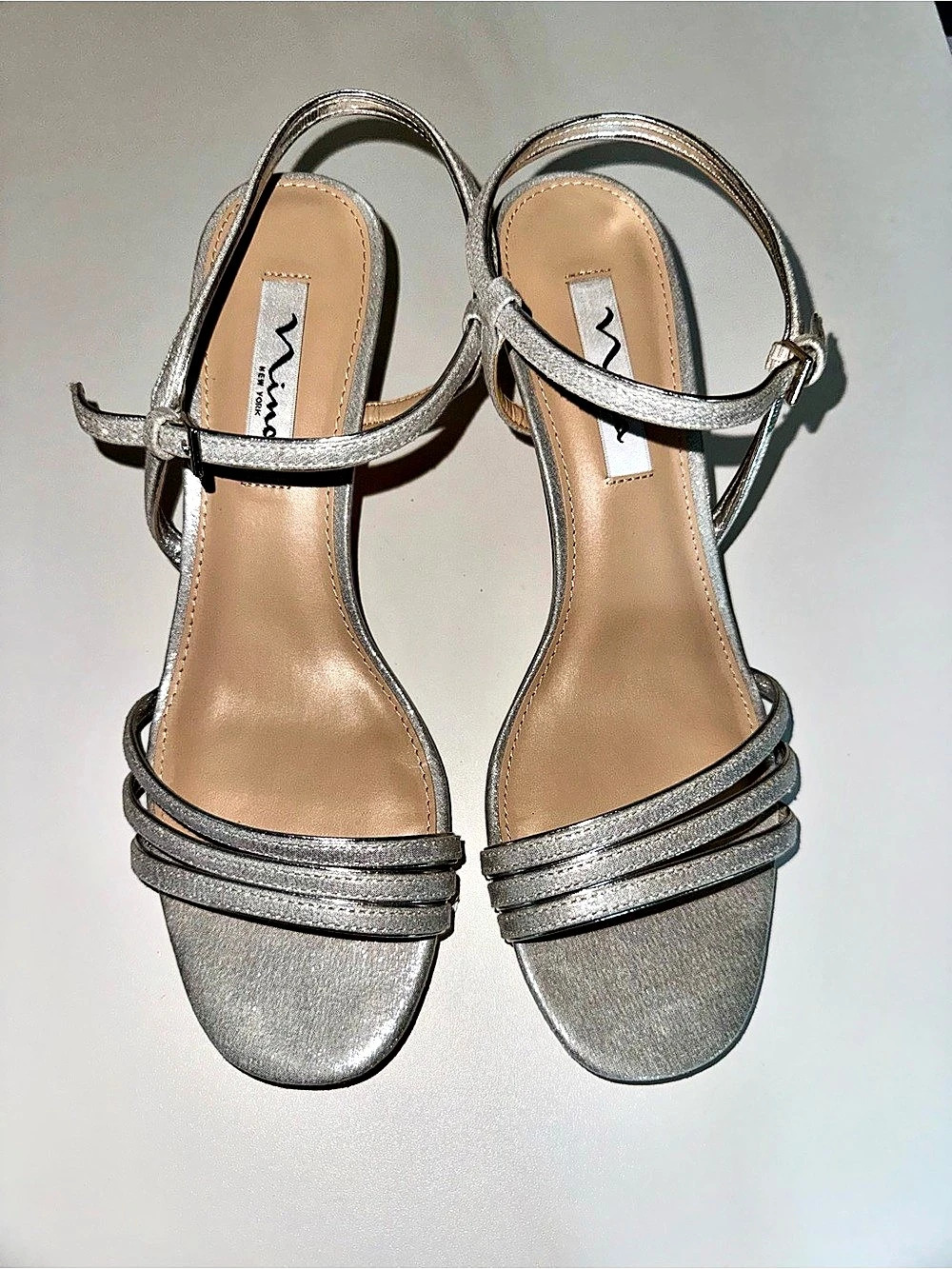 Nina Silver Strappy Heels size 9